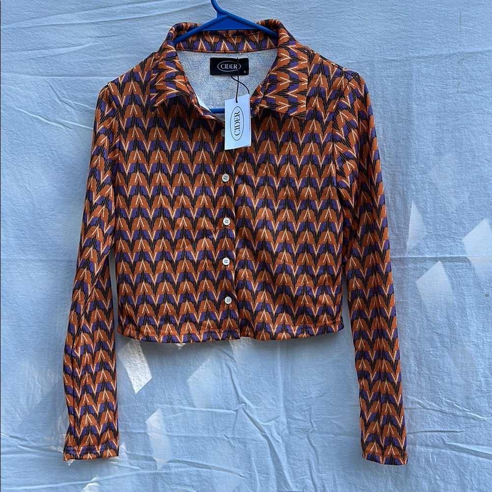 Cider Cropped Button Down Shirt